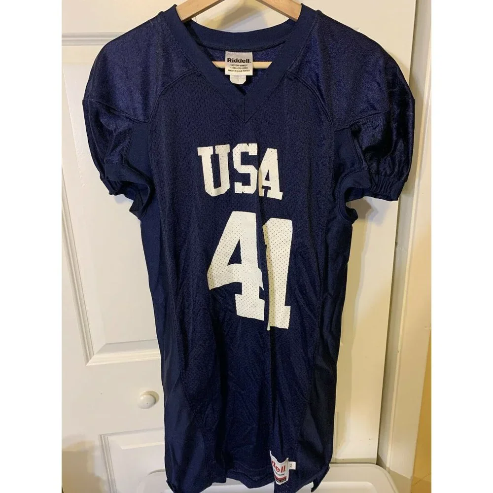 Riddell USA 41 Football Practice Jersey Men's Size‎ L Blue White team USA